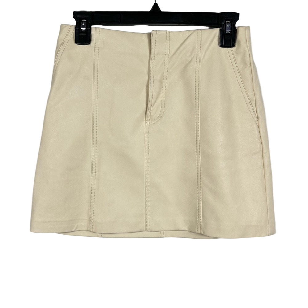 Cream Mini Skirt faux leather Size Small